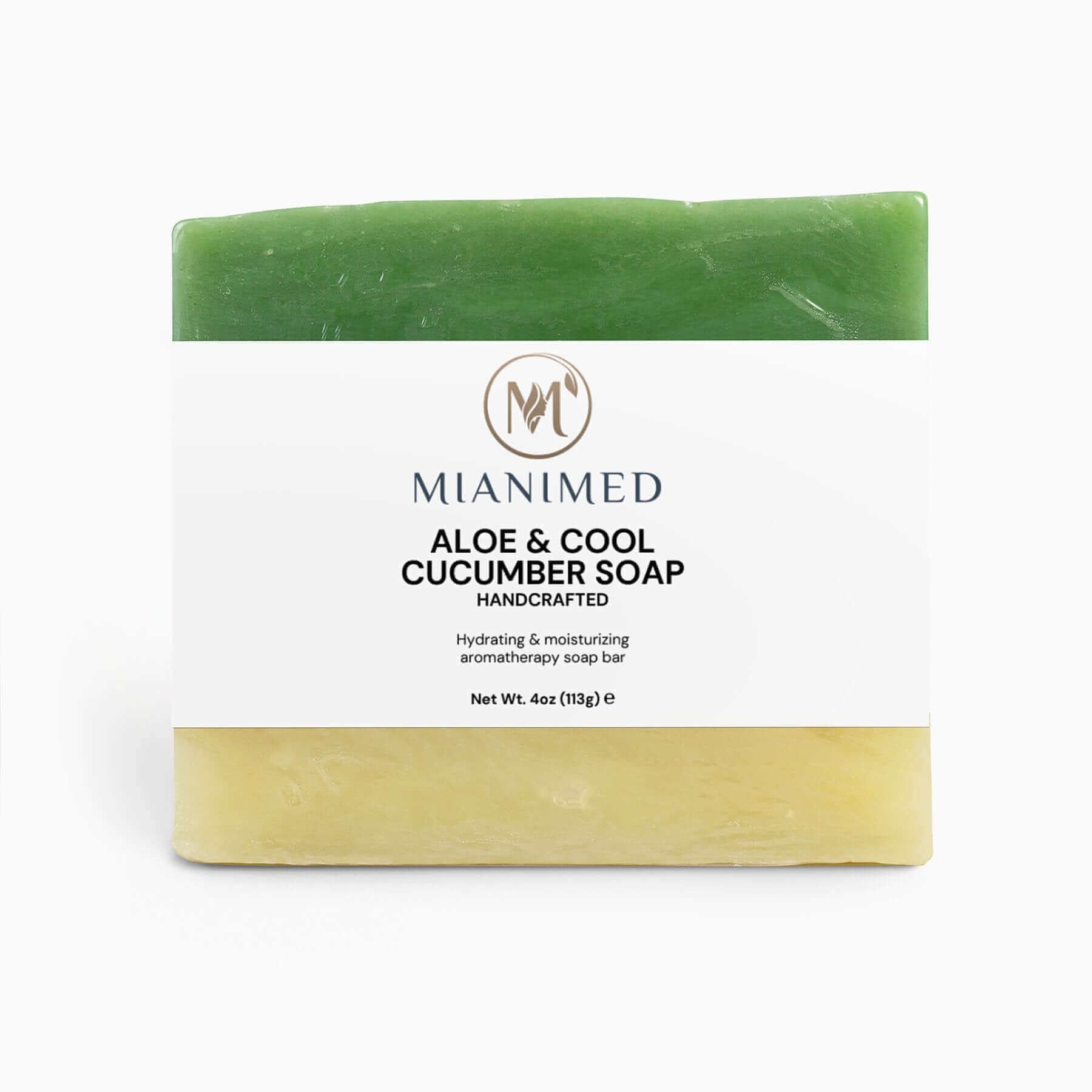 MIANIMED Premium Aloe & Cool Cucumber Handcrafted Soap - 4oz moisturizing and hydrating skincare bar