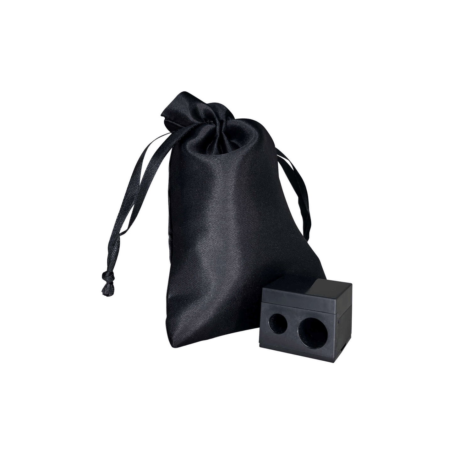 MIANIMED premium skincare accessory in black drawstring pouch with dual-hole sharpener.