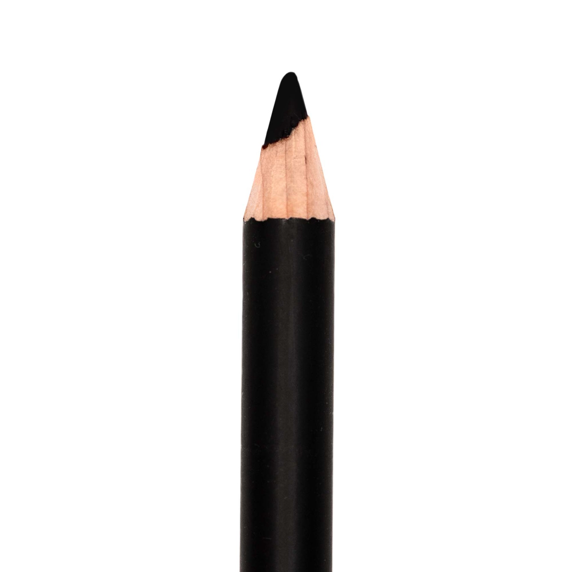 Black eyeliner pencil with sharpened tip for precise application.