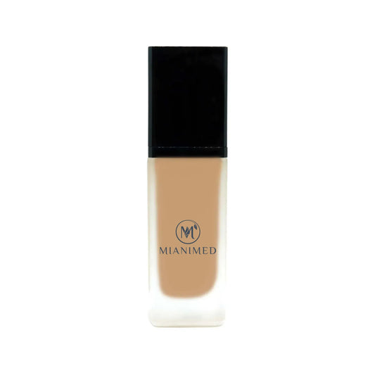 MIANIMED premium skincare foundation bottle with black cap and logo on white background