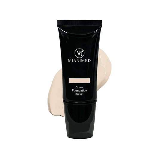 MIANIMED premium skincare cover foundation FH101 tube with beige foundation smear