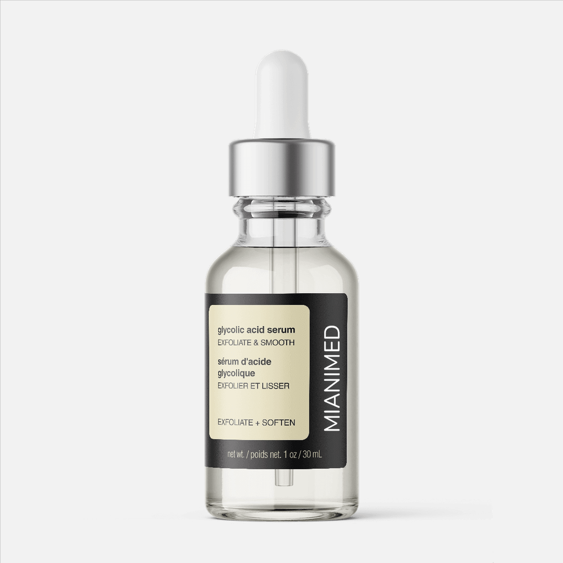 MIANIMED Premium Glycolic Acid Serum for Exfoliation and Smoothing, 30ml Skincare Bottle