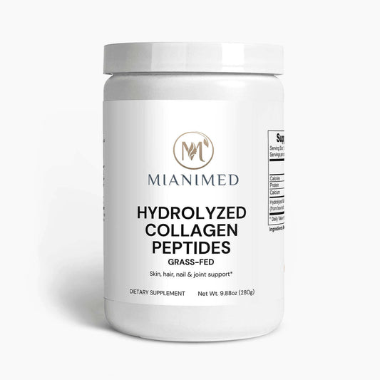 MIANIMED Premium Hydrolyzed Collagen Peptides grass-fed dietary supplement for skin, hair, nail, and joint support, 9.88oz (280g).