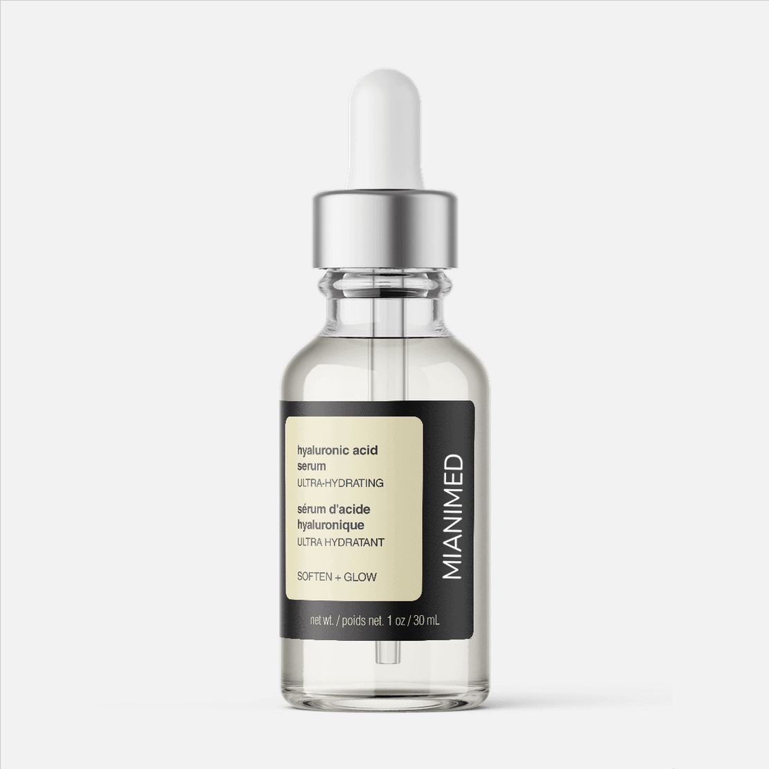 MIANIMED Premium Skincare Hyaluronic Acid Serum Bottle - Ultra Hydrating, Soften and Glow Formula, 30 mL