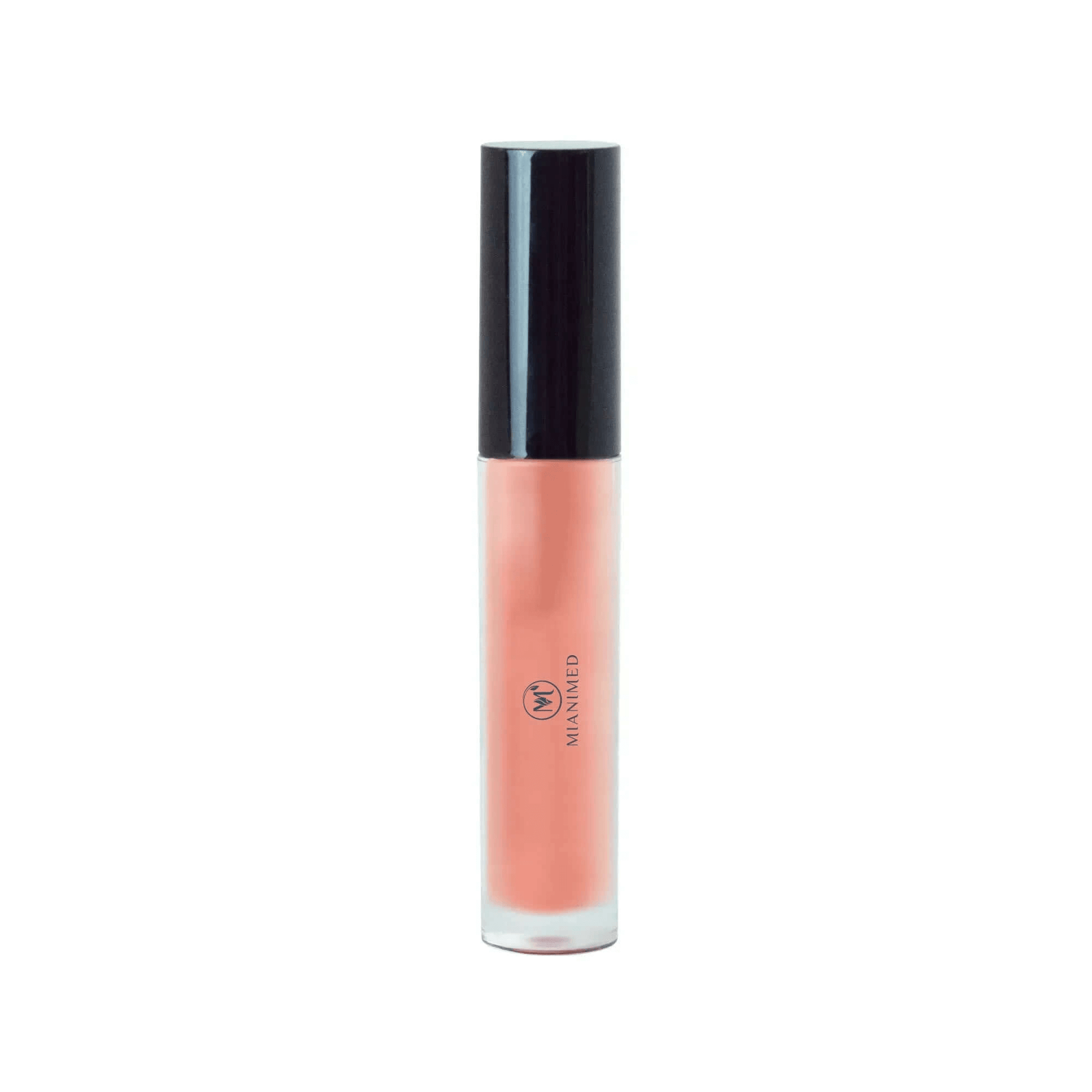 MIANIMED premium skincare bottle with black cap containing a pink serum against a white background.