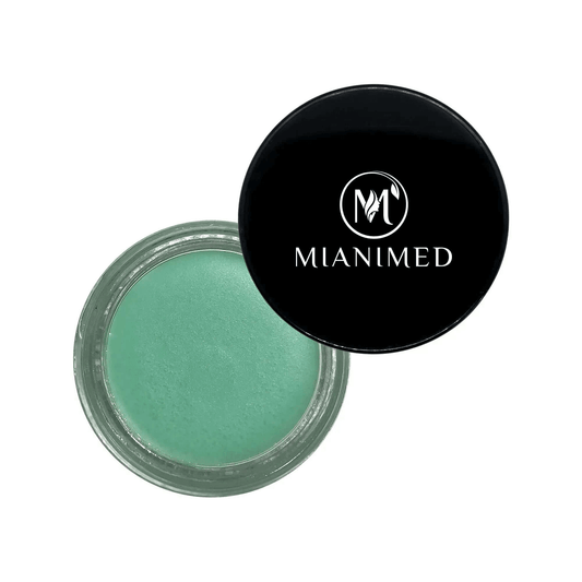 MIANIMED premium green skincare cream in a glass jar with black lid showing brand logo