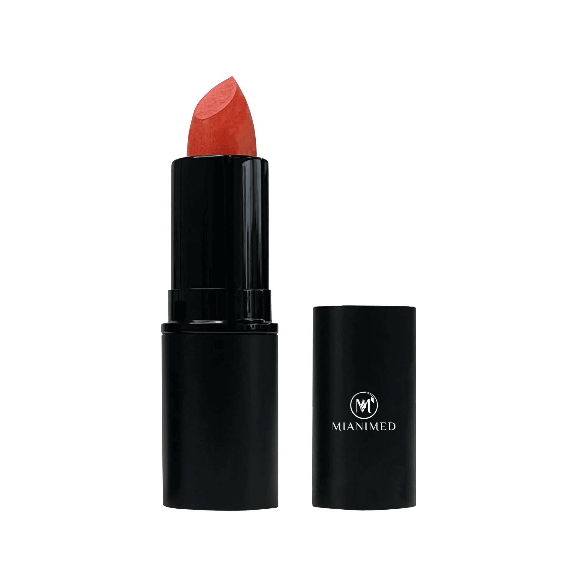 MIANIMED premium skincare lipstick in elegant black packaging with orange shade