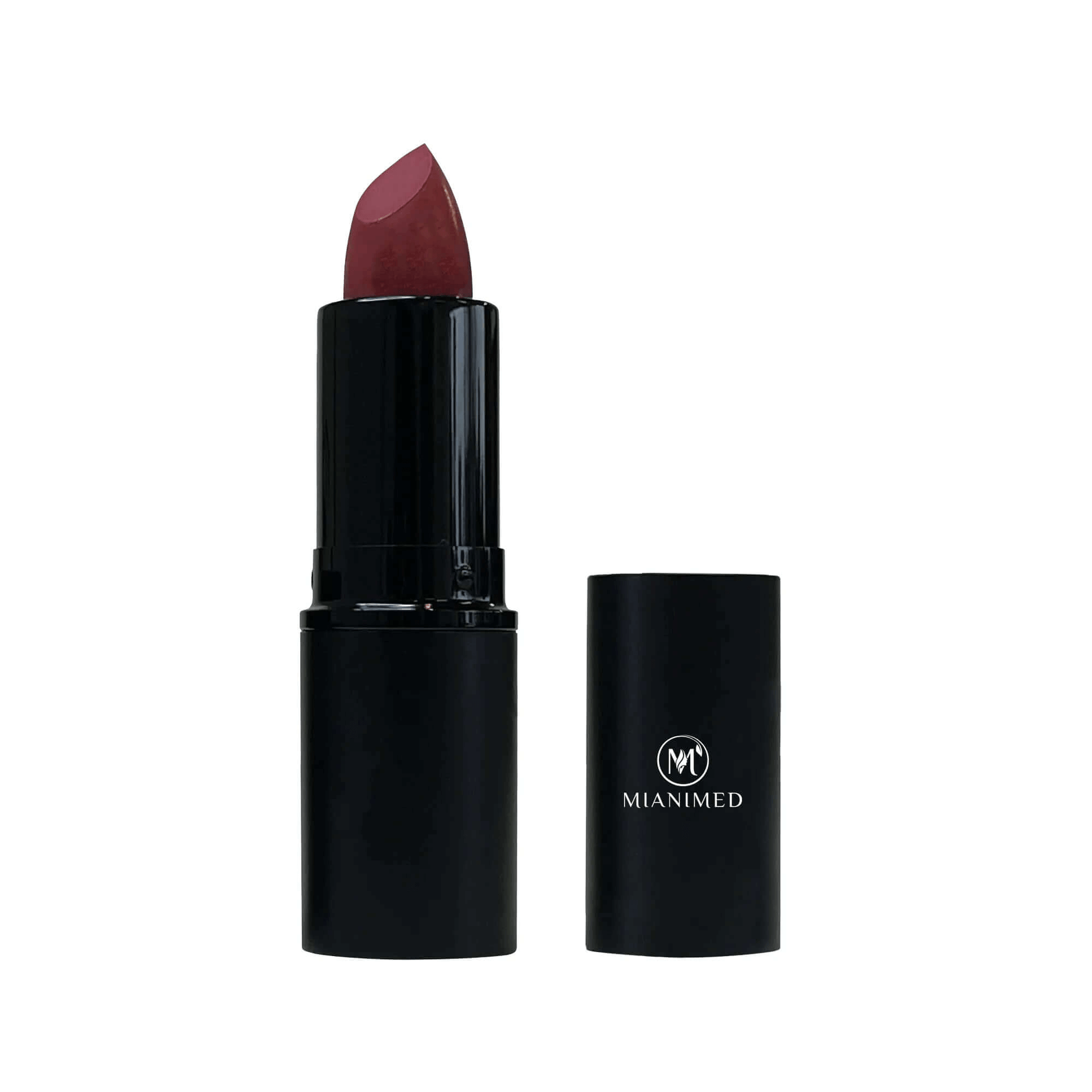 MIANIMED premium skincare lipstick in elegant black tube with cap removed