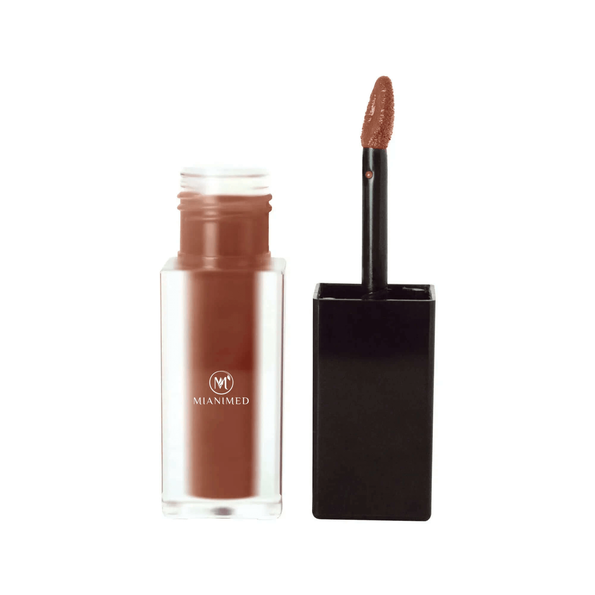 MIANIMED premium skincare product in brown shade with applicator brush.