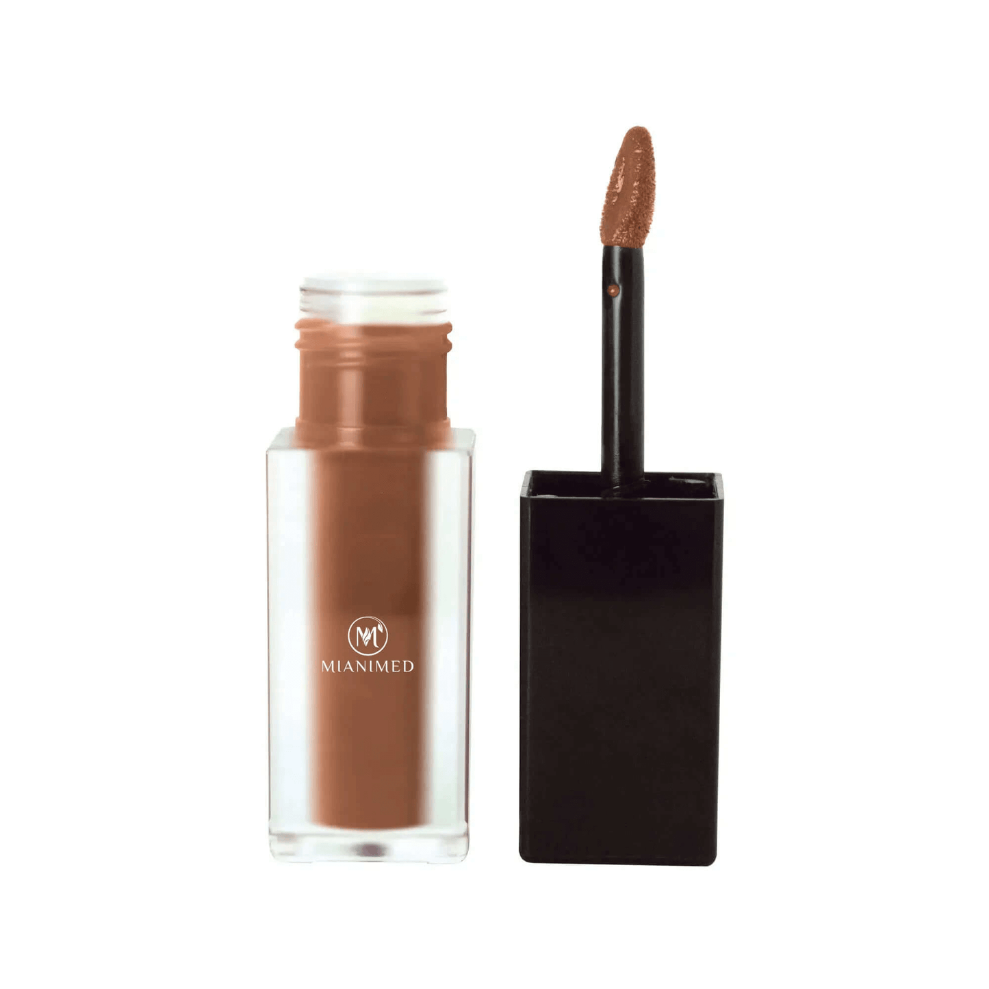 MIANIMED Premium skincare brown lip gloss with applicator open.