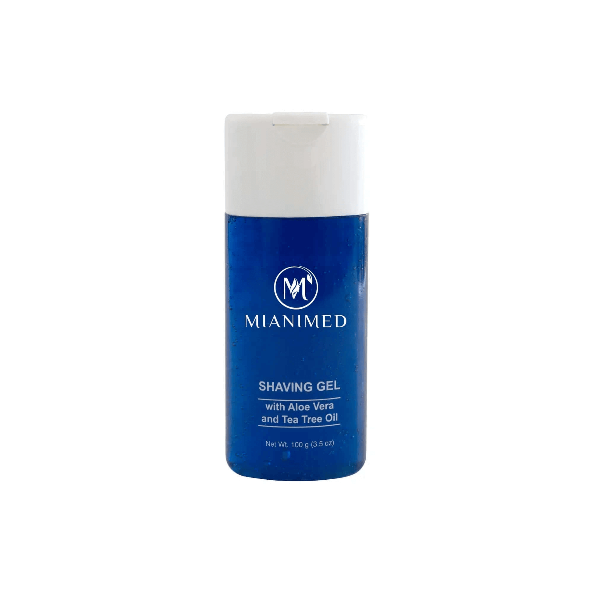 MIANIMED Premium Shaving Gel with Aloe Vera and Tea Tree Oil - 100g bottle.