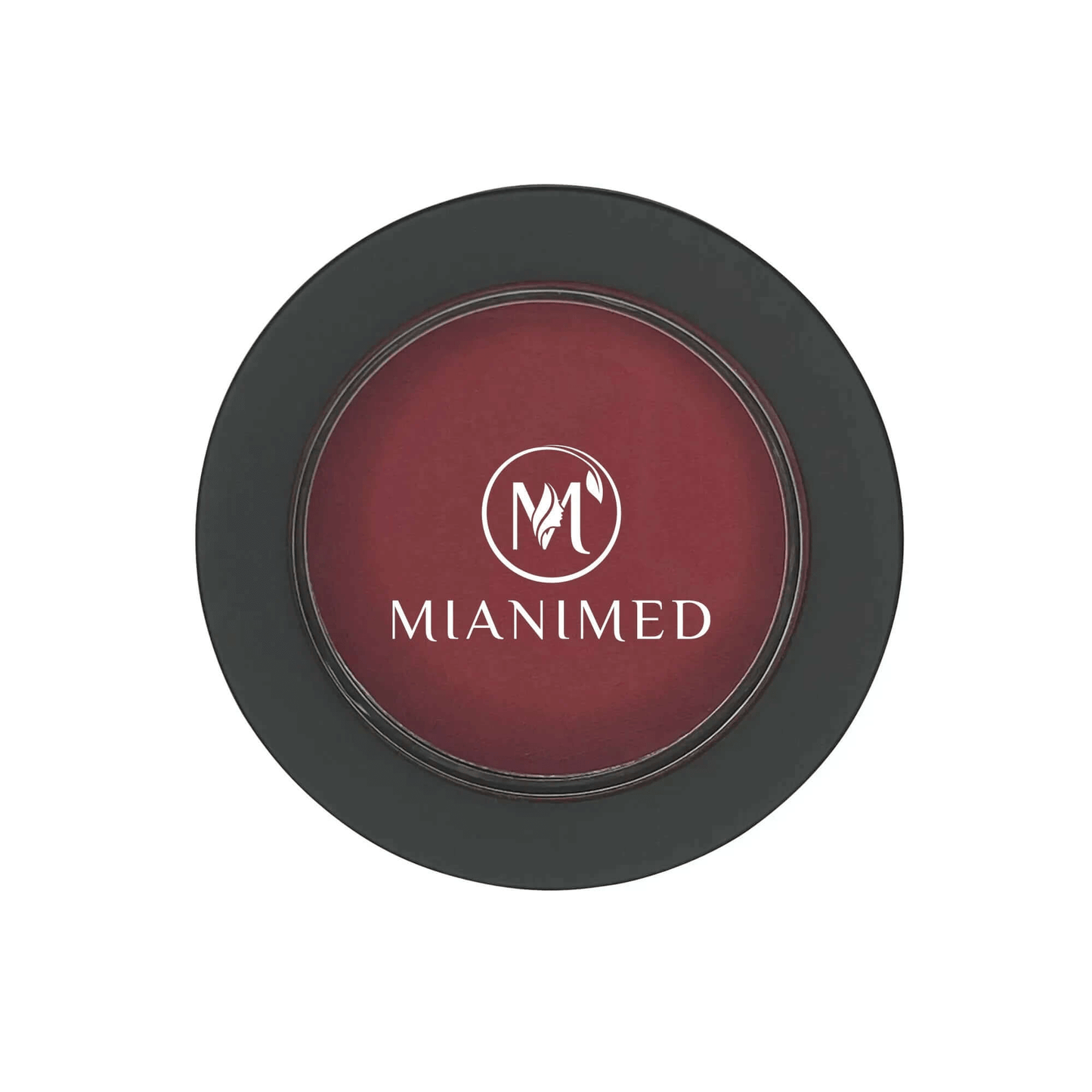 MIANIMED premium skincare product in a round container with a dark red center and black outer rim.