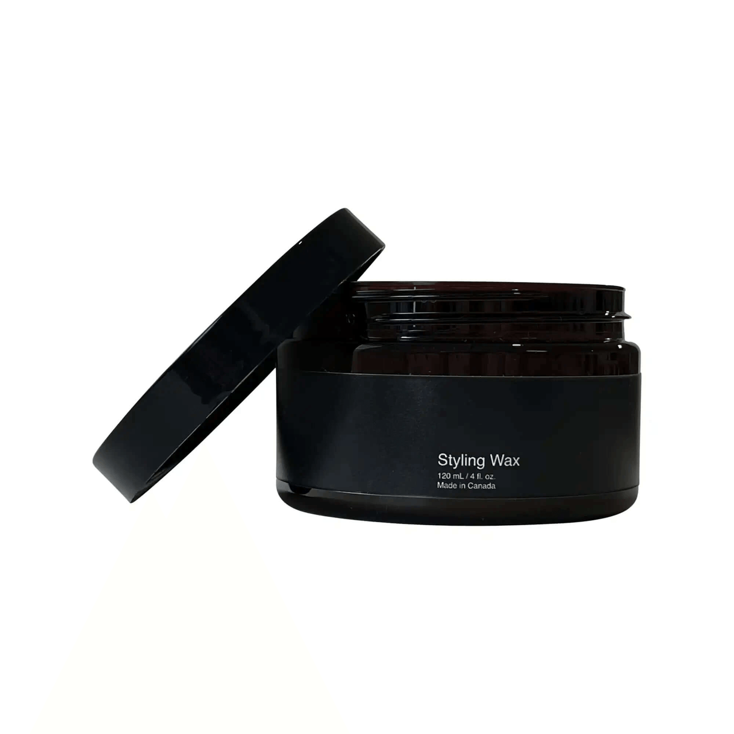 MIANIMED premium skincare styling wax in a sleek black jar with lid partially open, made in Canada.