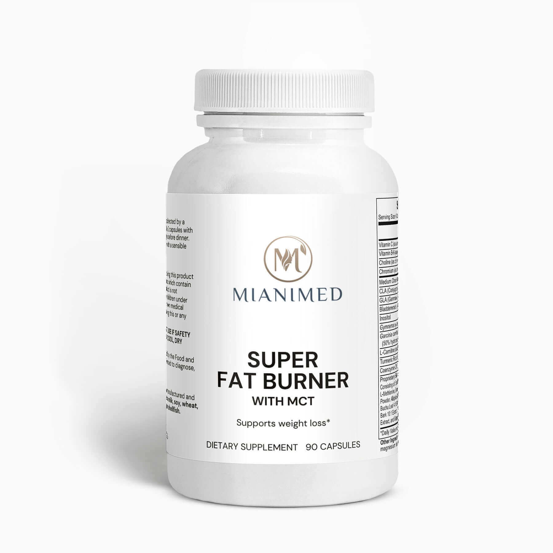 MIANIMED Premium Skincare Super Fat Burner with MCT, 90 Capsules for Weight Loss Support