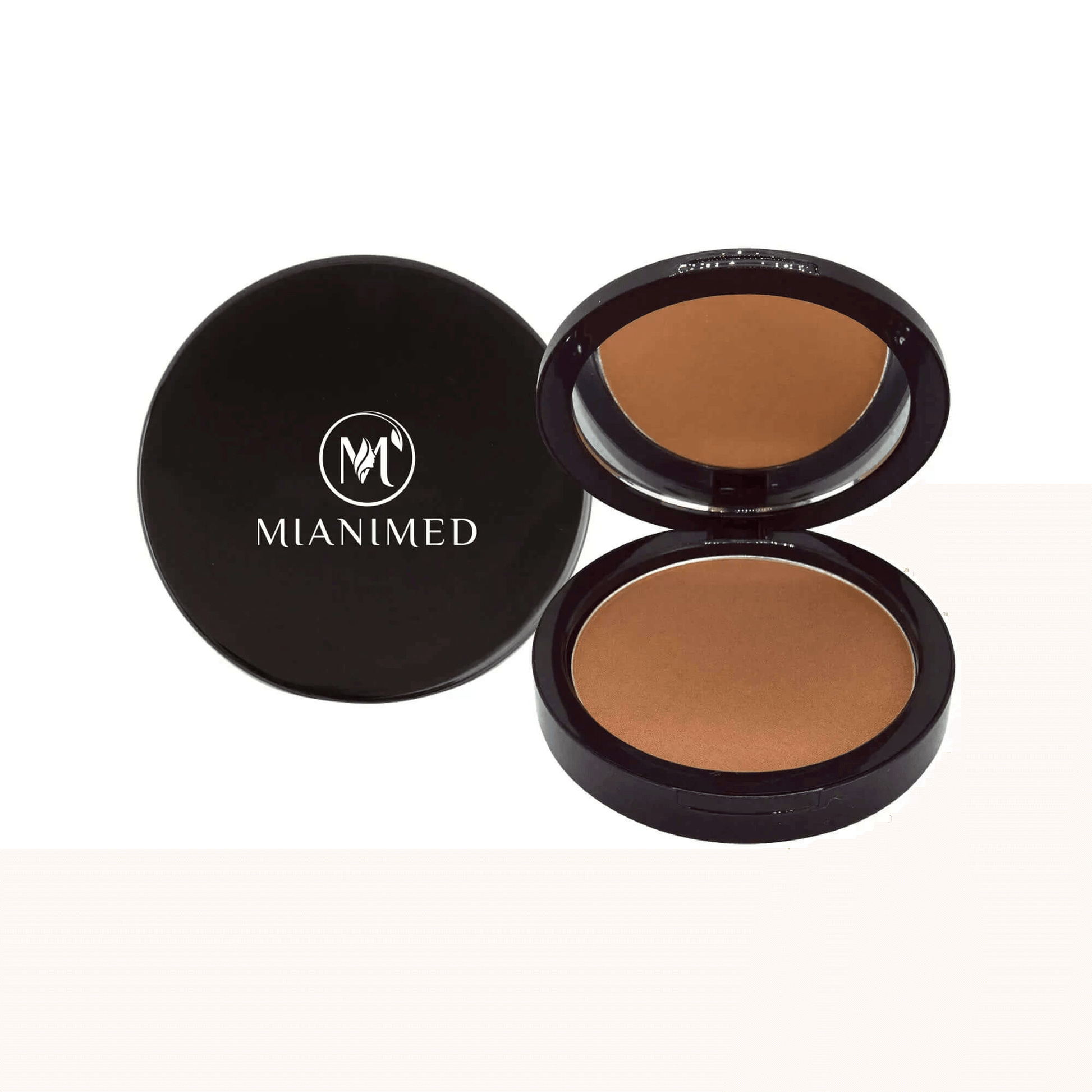 MIANIMED premium skincare compact powder duo in elegant black packaging for flawless skin.