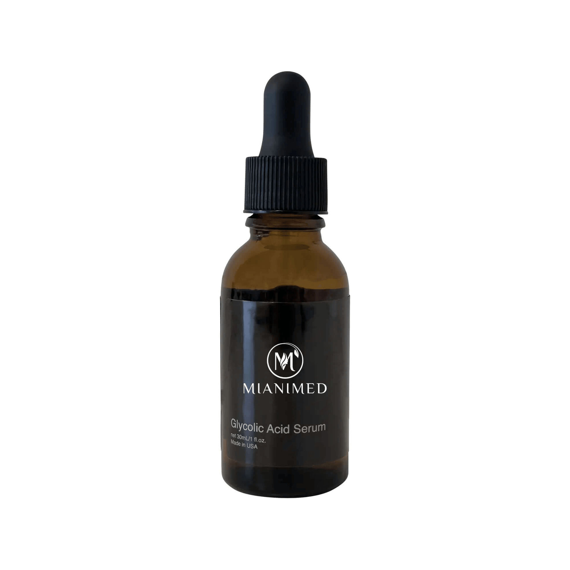 MIANIMED Glycolic Acid Serum - Premium Skincare Product in Amber Dropper Bottle.