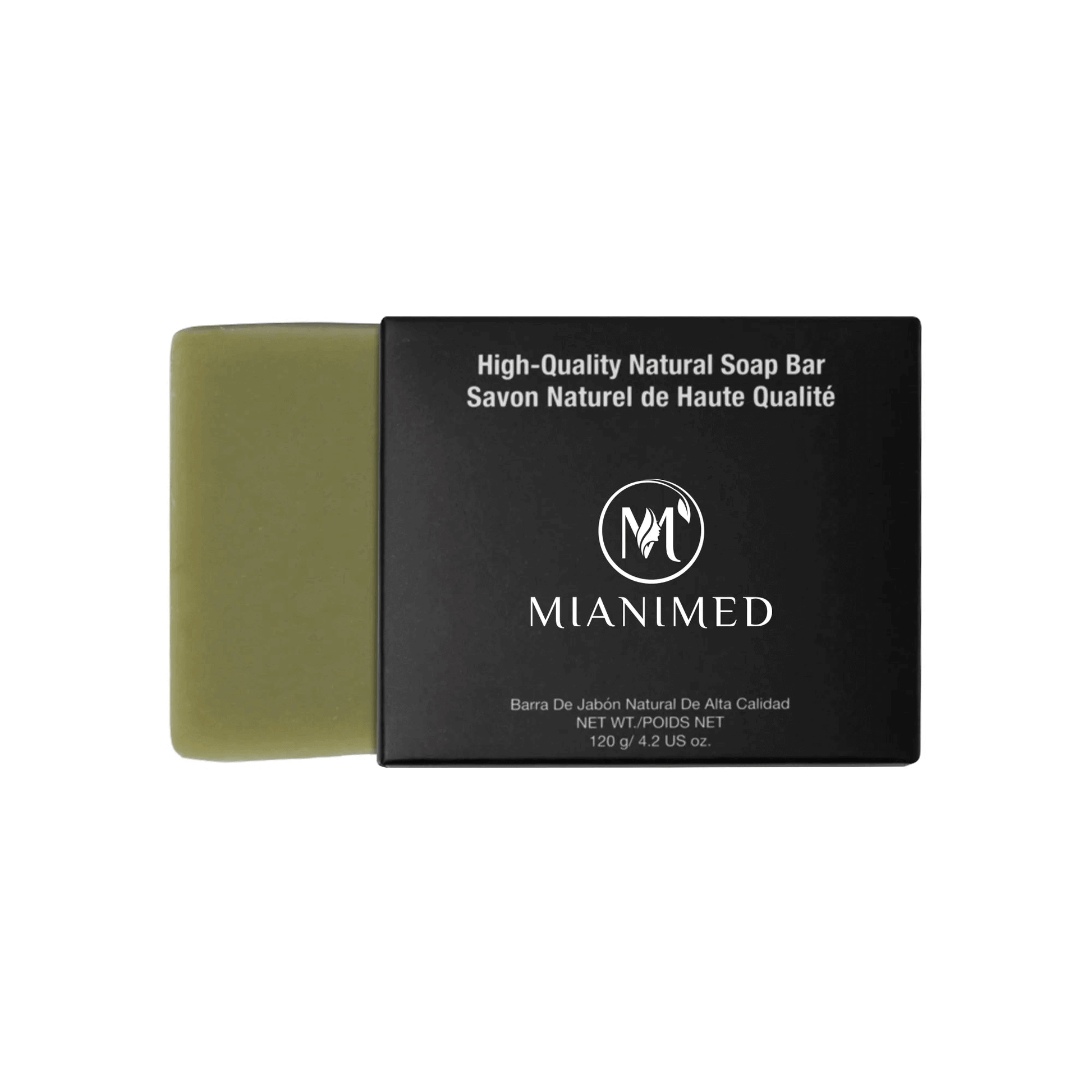 MIANIMED Premium high-quality natural soap bar for skincare in black packaging.