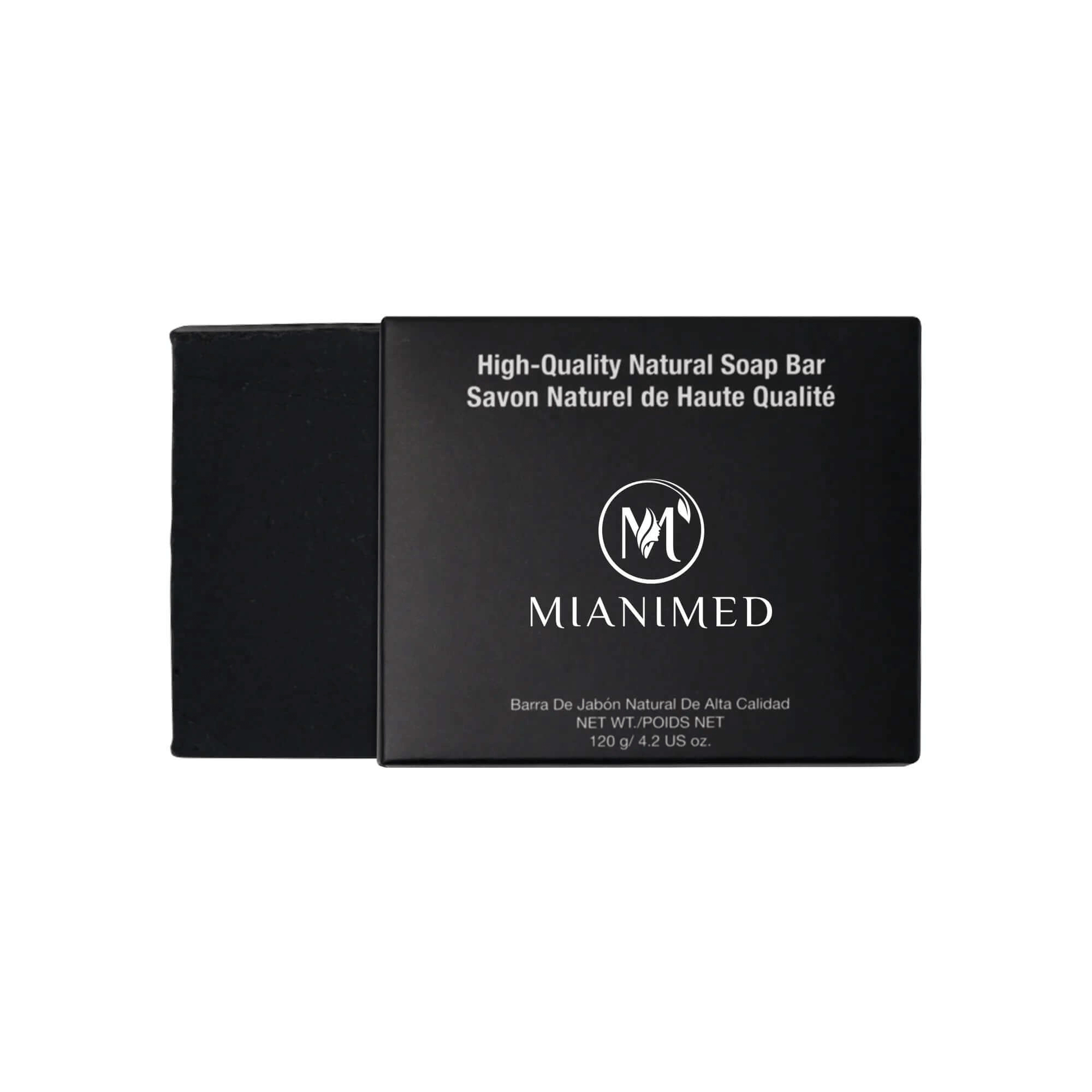 MIANIMED Premium skincare high-quality natural soap bar in sleek black packaging