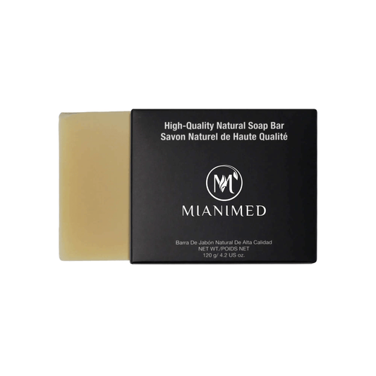 MIANIMED premium skincare natural soap bar with high-quality ingredients for rejuvenating skin care. 120g packaging.