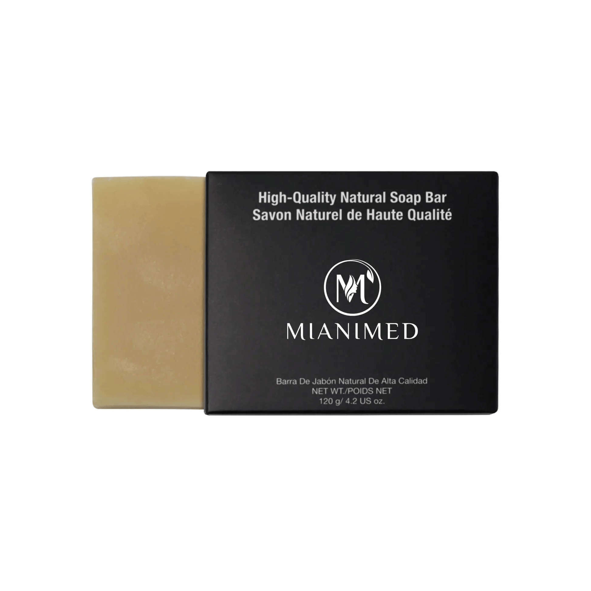 MIANIMED premium skincare high-quality natural soap bar in black packaging.